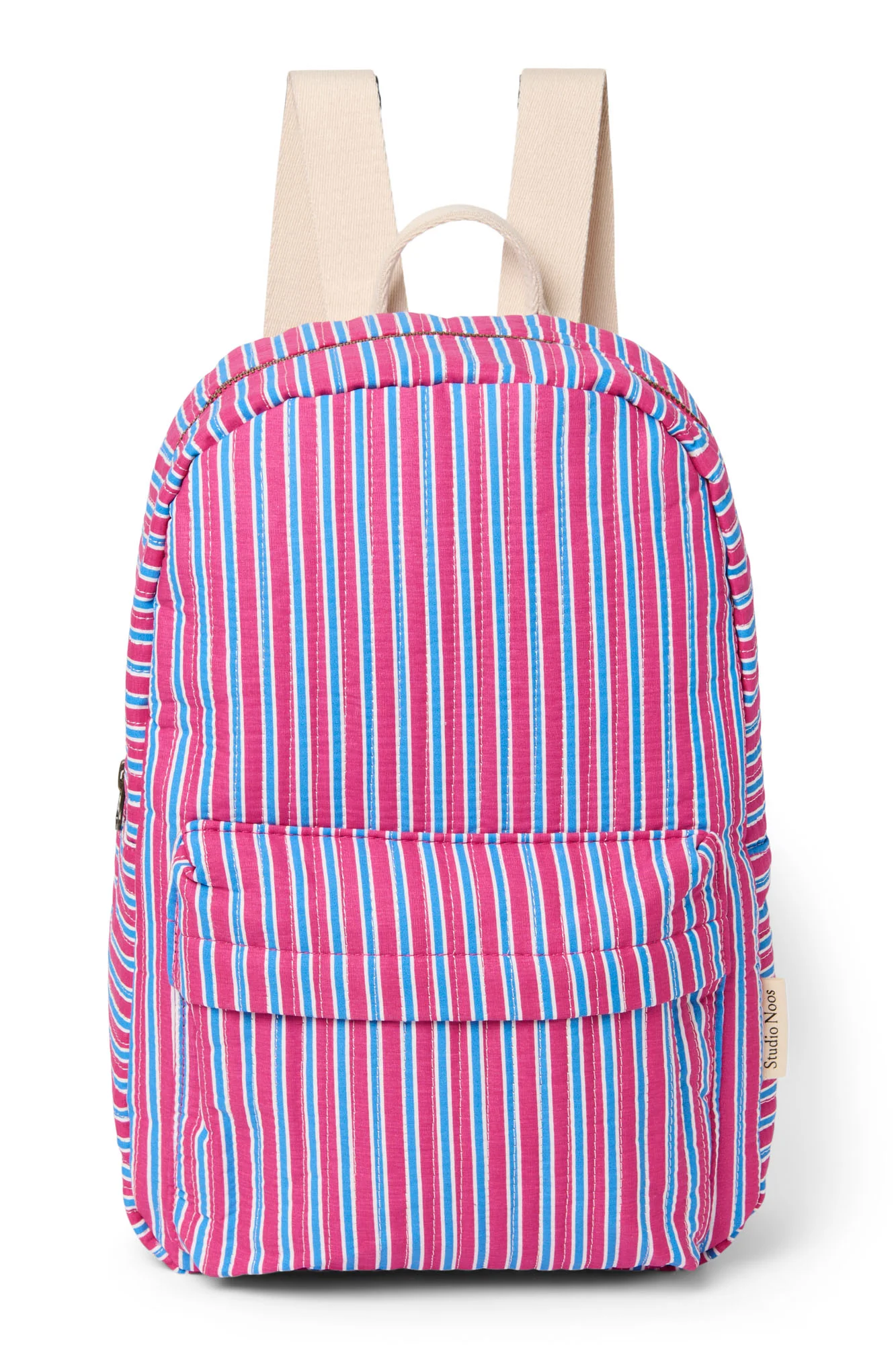 Poplin Striped Midi Backpack | Raspberry