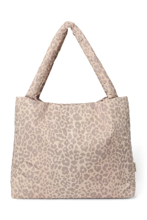 Puffy Mom Bag | Beige Leopard