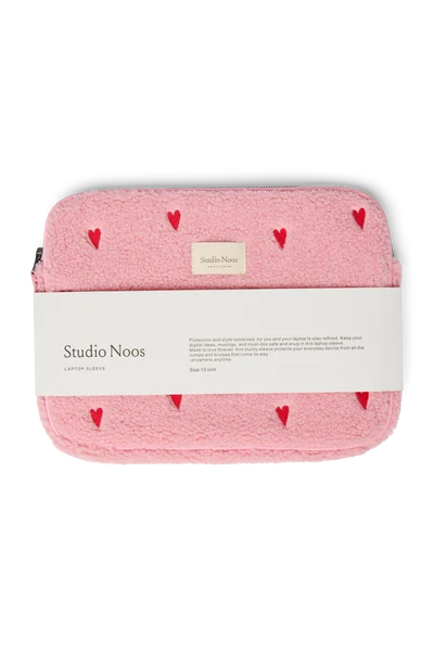 Teddy Laptop Sleeve 13 Inch | Light Pink Hearts