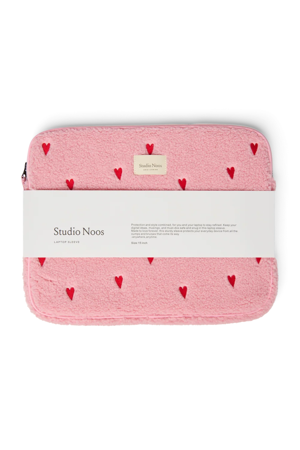 Teddy Laptop Sleeve 15 Inch | Light Pink Hearts