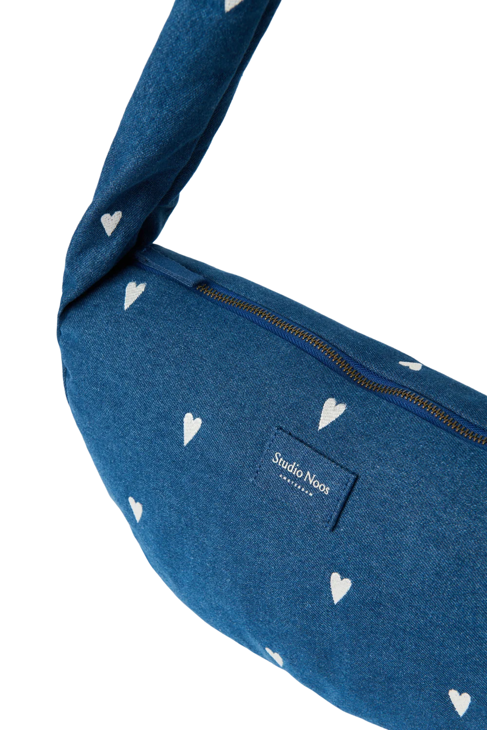 Denim Mini Cross Body Bag | Dark Blue White Hearts