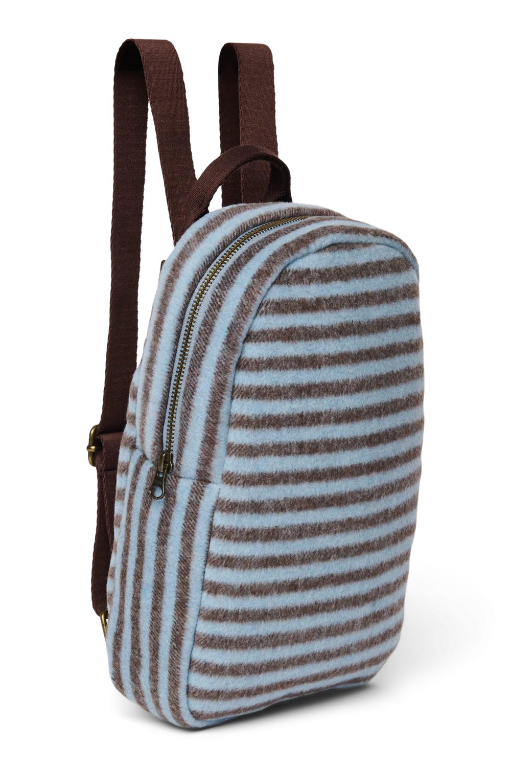 Stripy Wool Mini Backpack | Light Blue / Brown