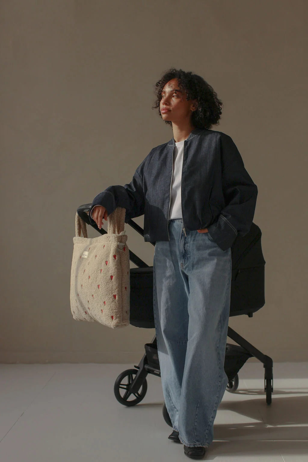Teddy Diaper Bag | Ecru Hearts