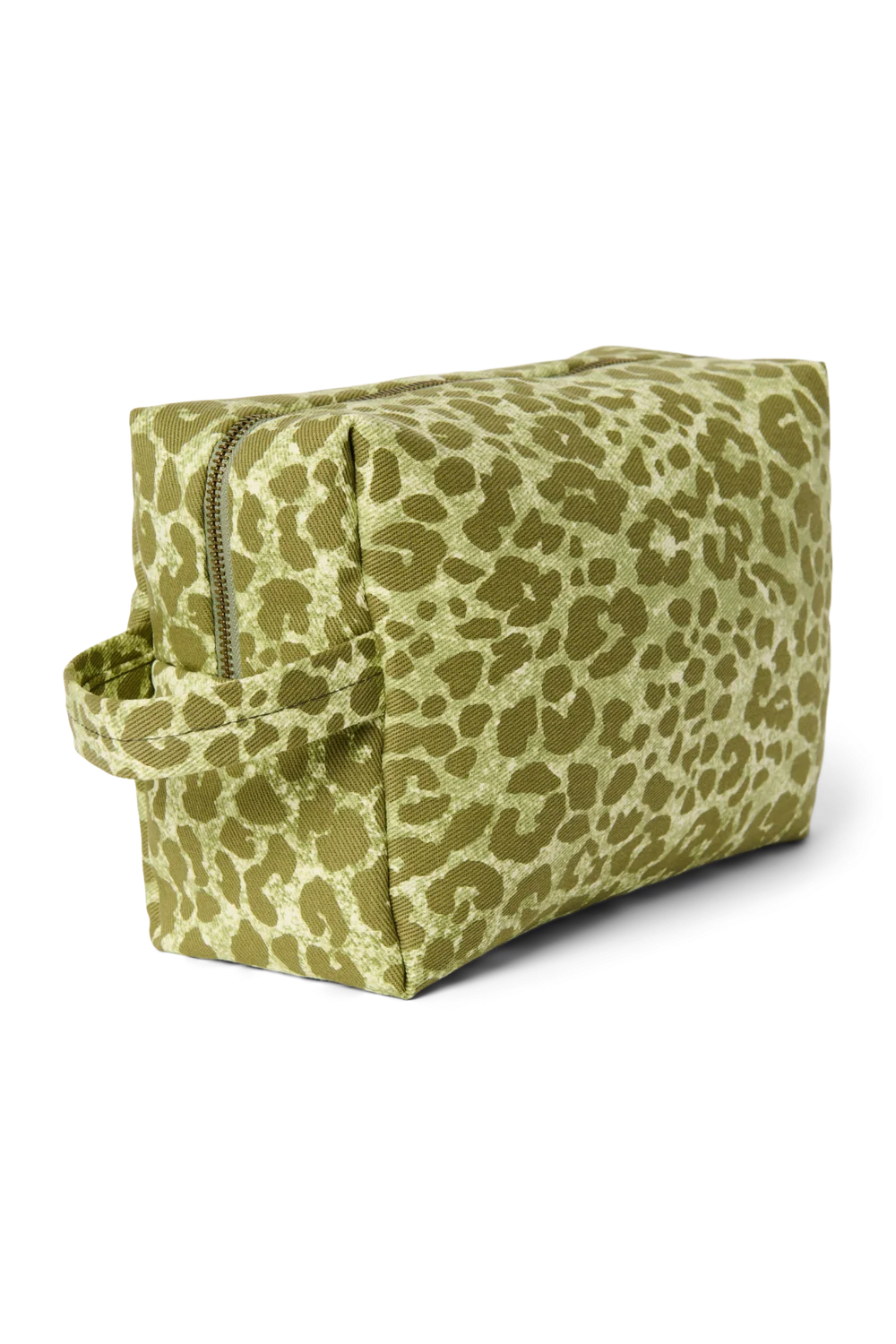 Cotton Toiletry Bag | Green Leopard