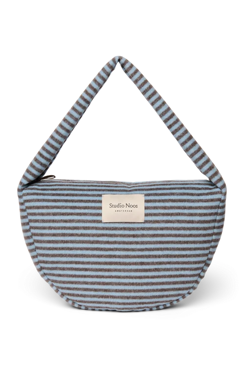 Stripy Wool Cross Body Bag | Light Blue / Brown