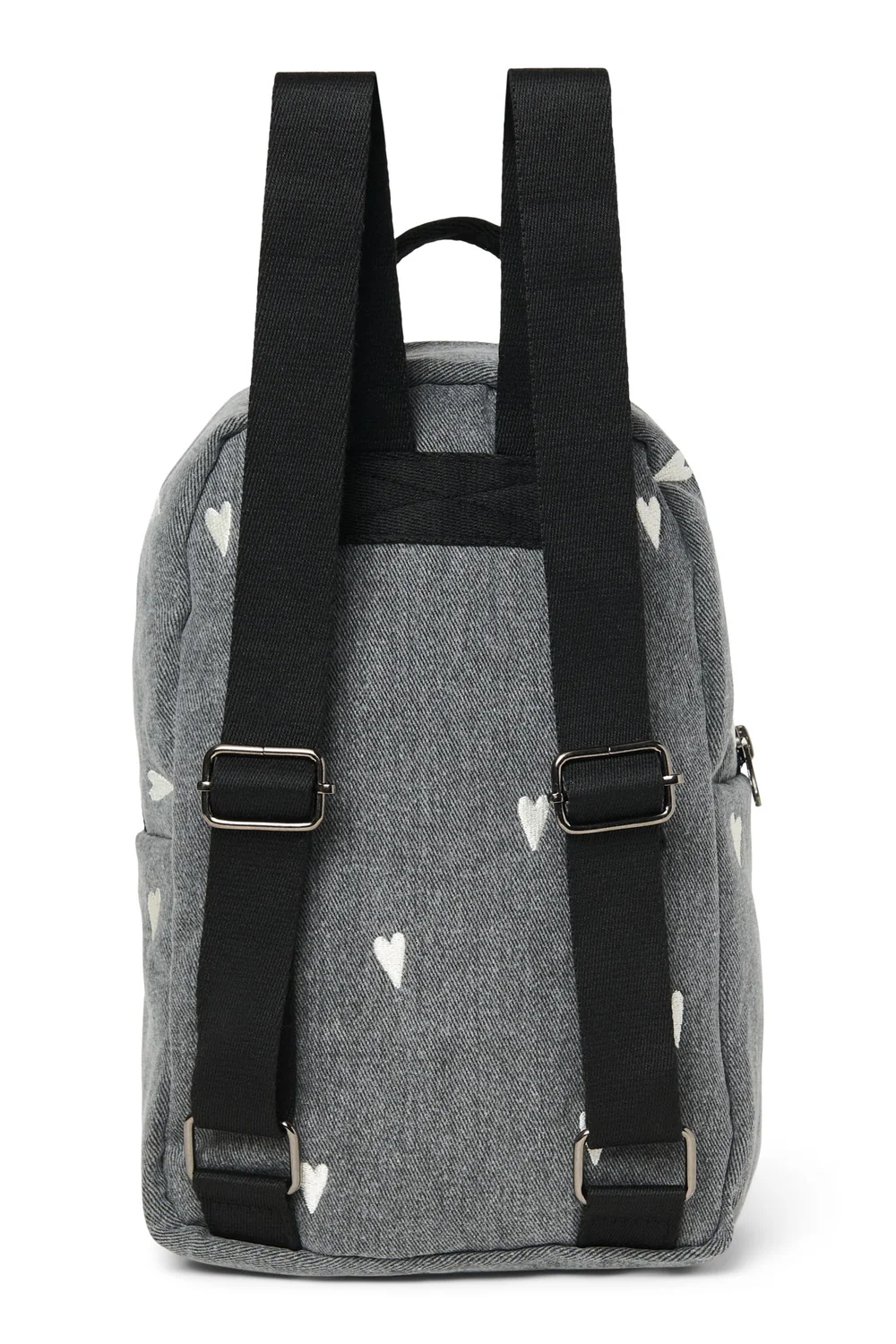 Denim Mini Backpack | Grey Hearts