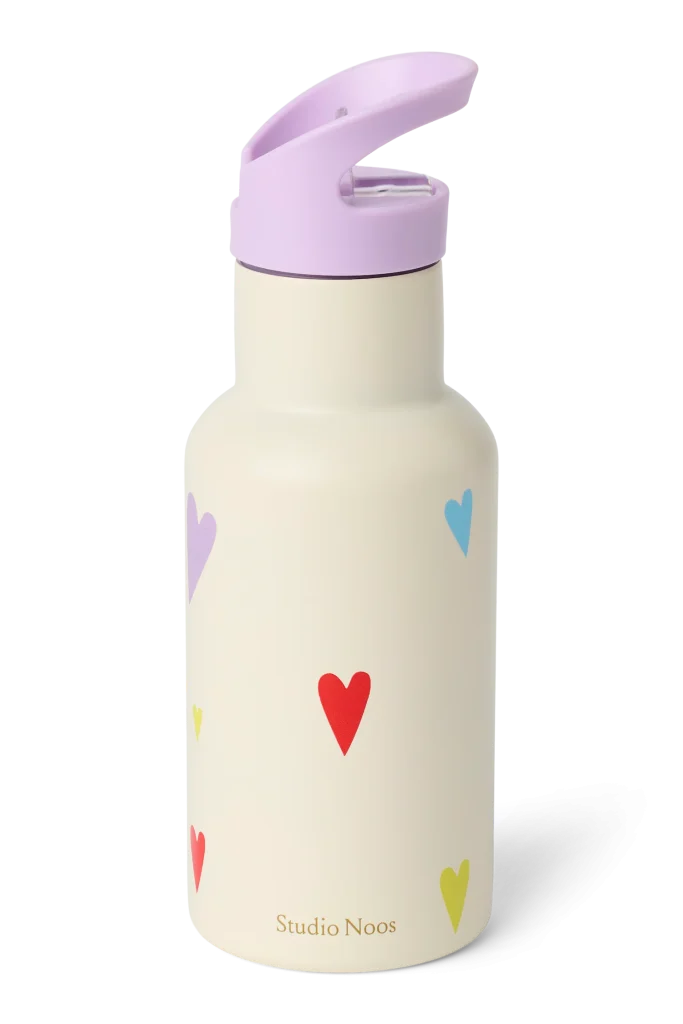 Stainless Steel Bottle 350ML | White Multicolor Hearts