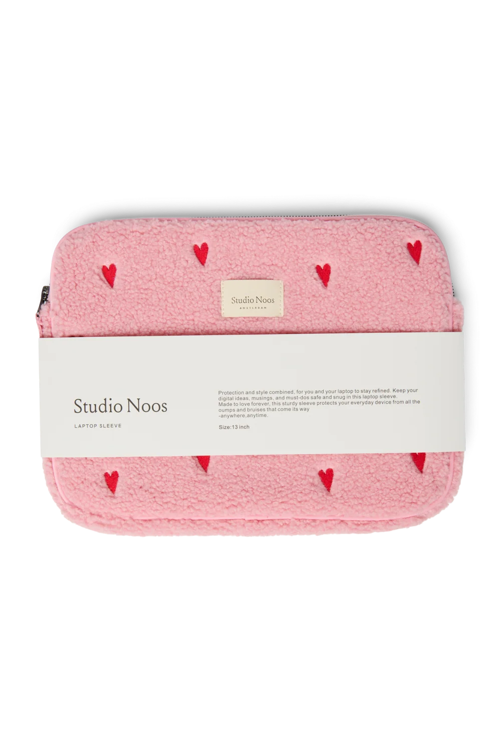 Teddy Laptop Sleeve 13 Inch | Light Pink Hearts