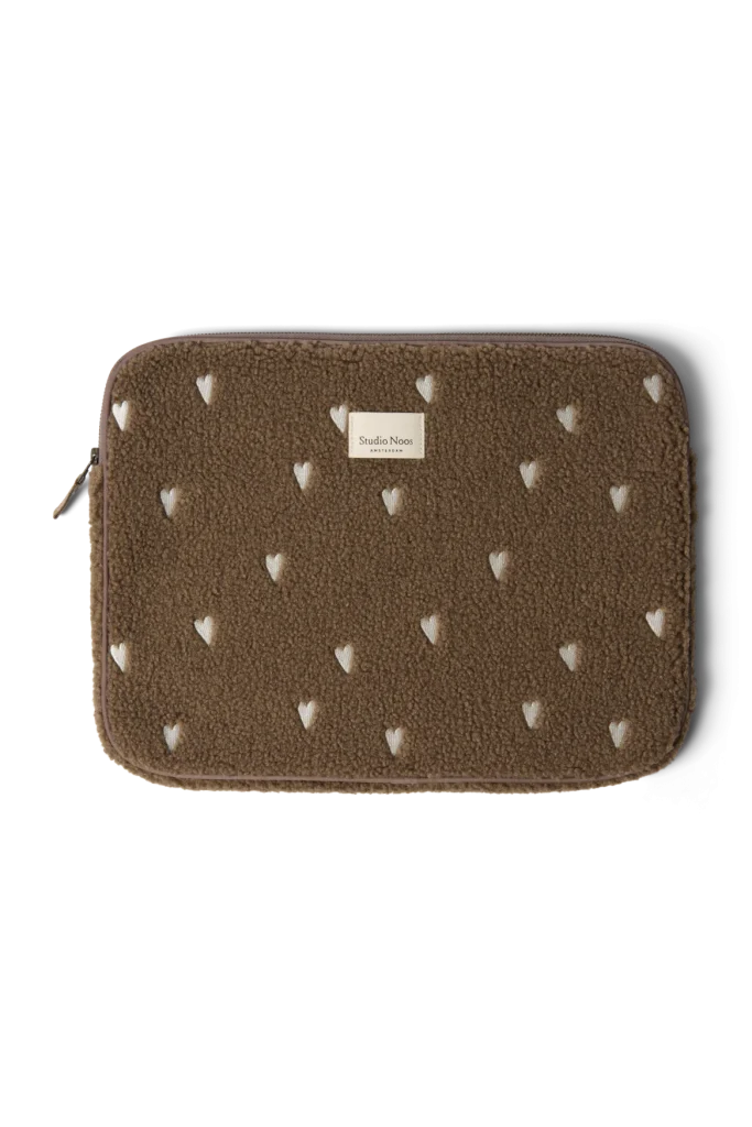 Teddy Laptop Sleeve 15 Inch | Brown Hearts