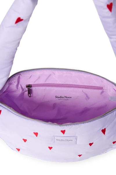 Puffy Mini Cross Body Bag | Purple Hearts