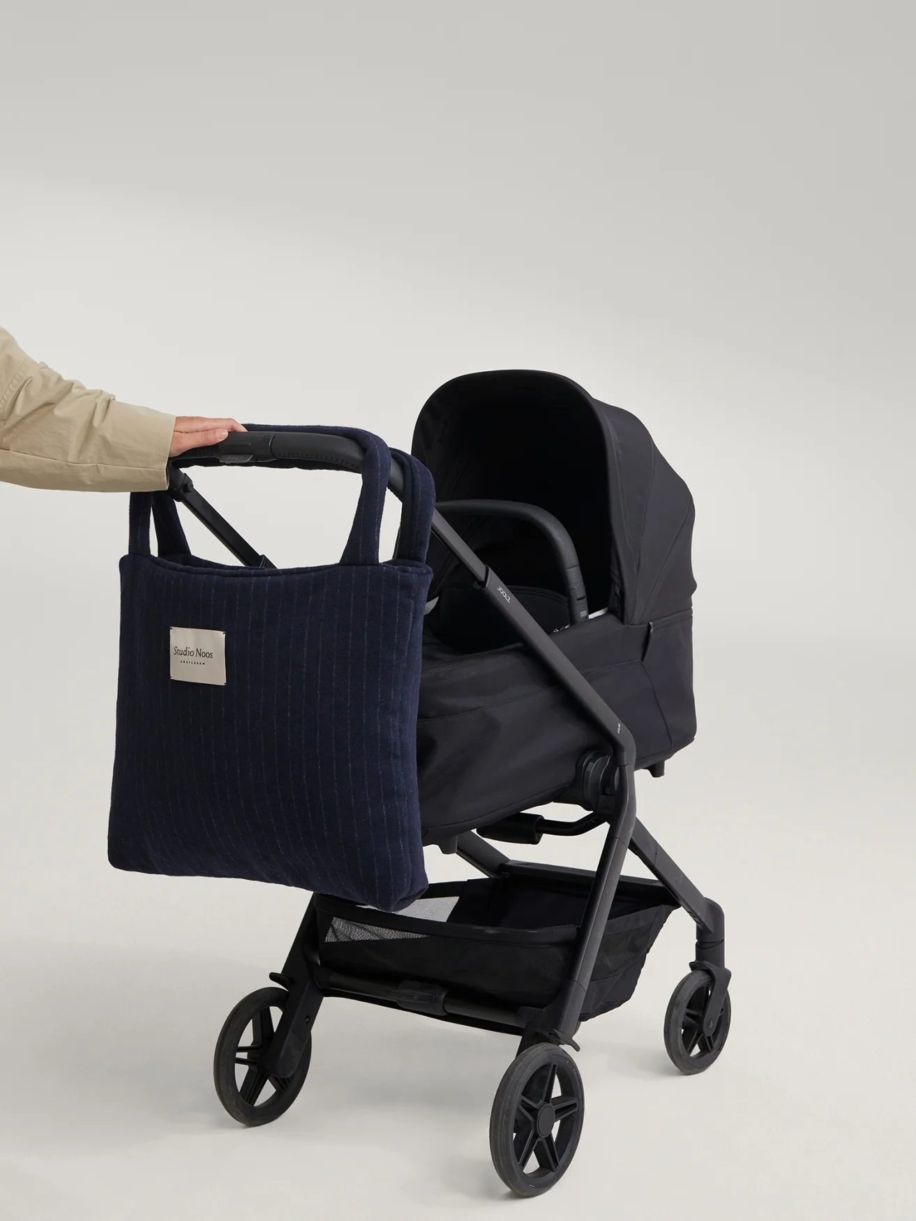 Flannel Chalkstripe Mom Bag | Dark Blue
