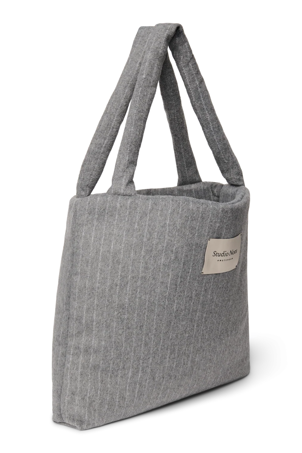 Flannel Chalkstripe Mom Bag | Light Grey