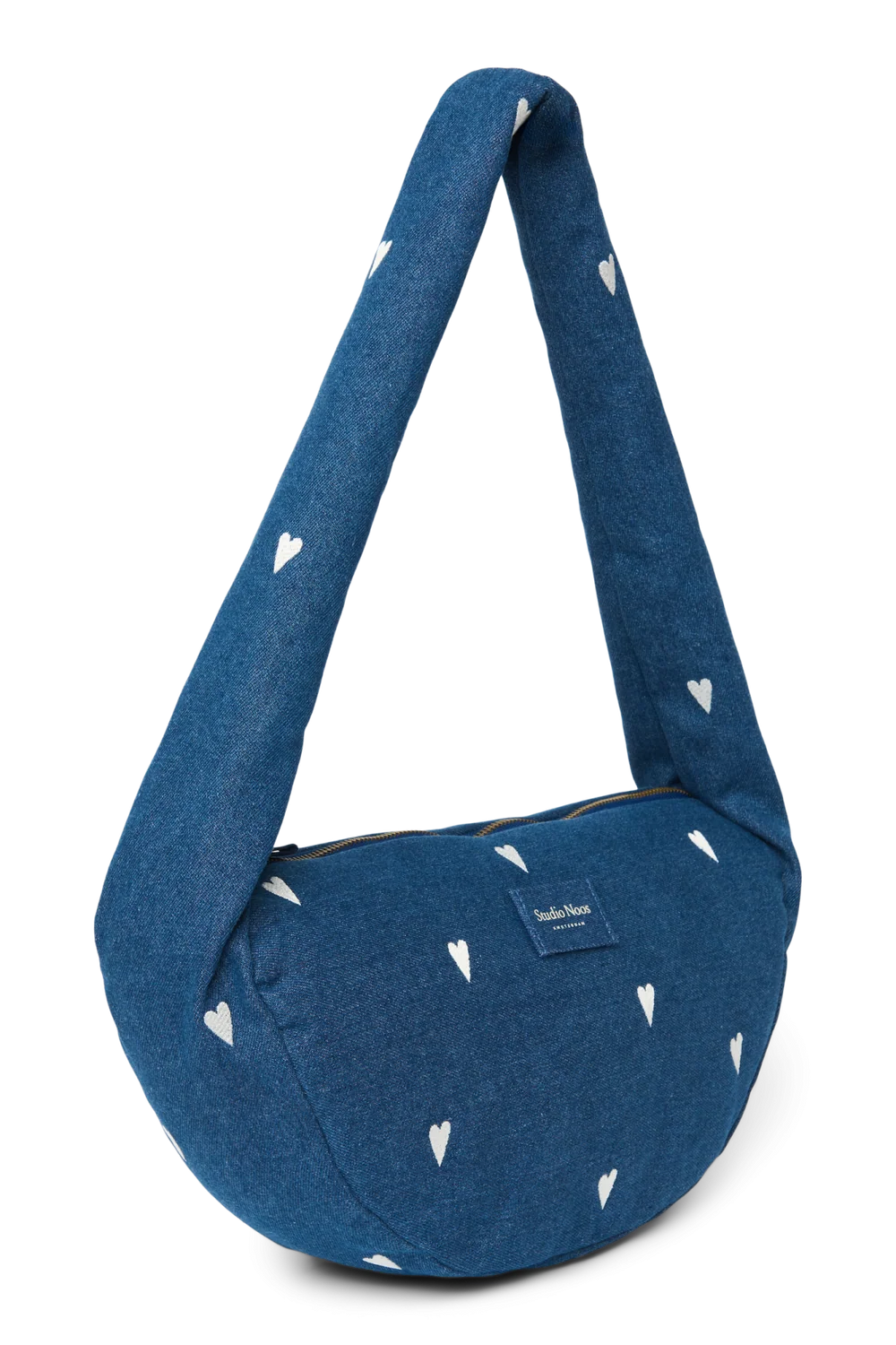 Denim Mini Cross Body Bag | Dark Blue White Hearts