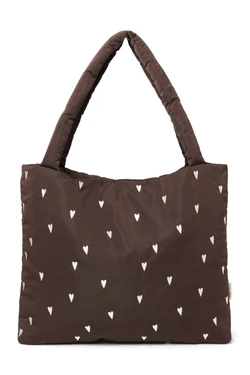 Puffy Mom Bag | Brown Hearts