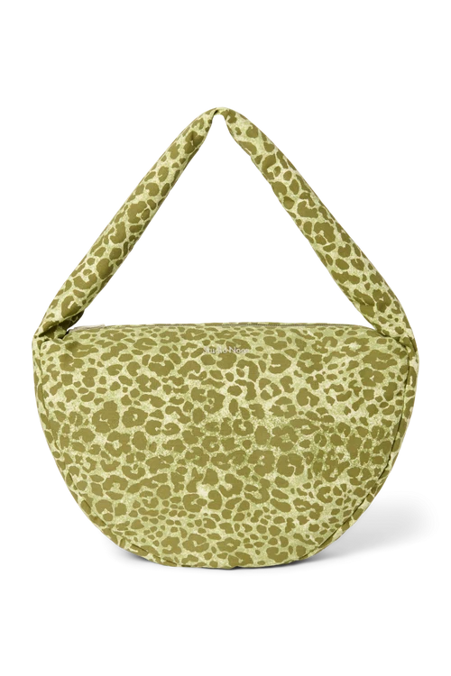 Cotton Cross Body Bag | Green Leopard