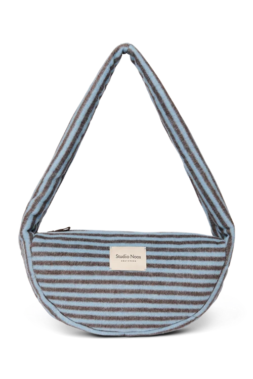 Stripy Wool Mini Cross Body Bag | Light Blue / Brown
