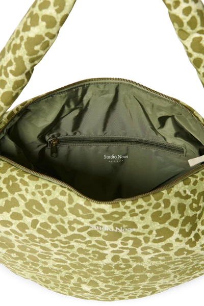Cotton Cross Body Bag | Green Leopard