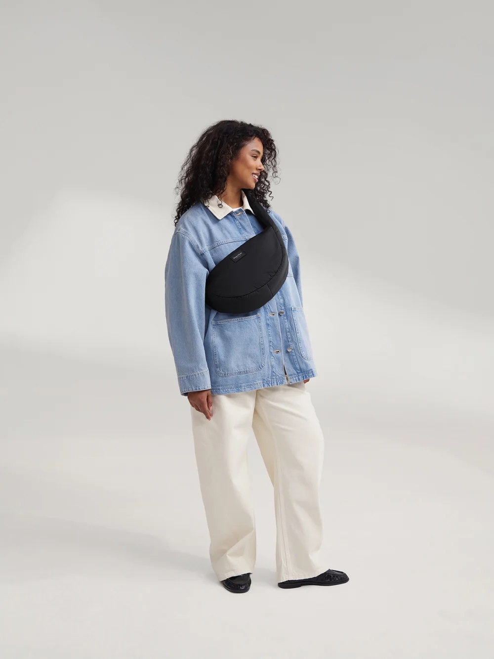 Puffy Mini Cross Body Bag | Black
