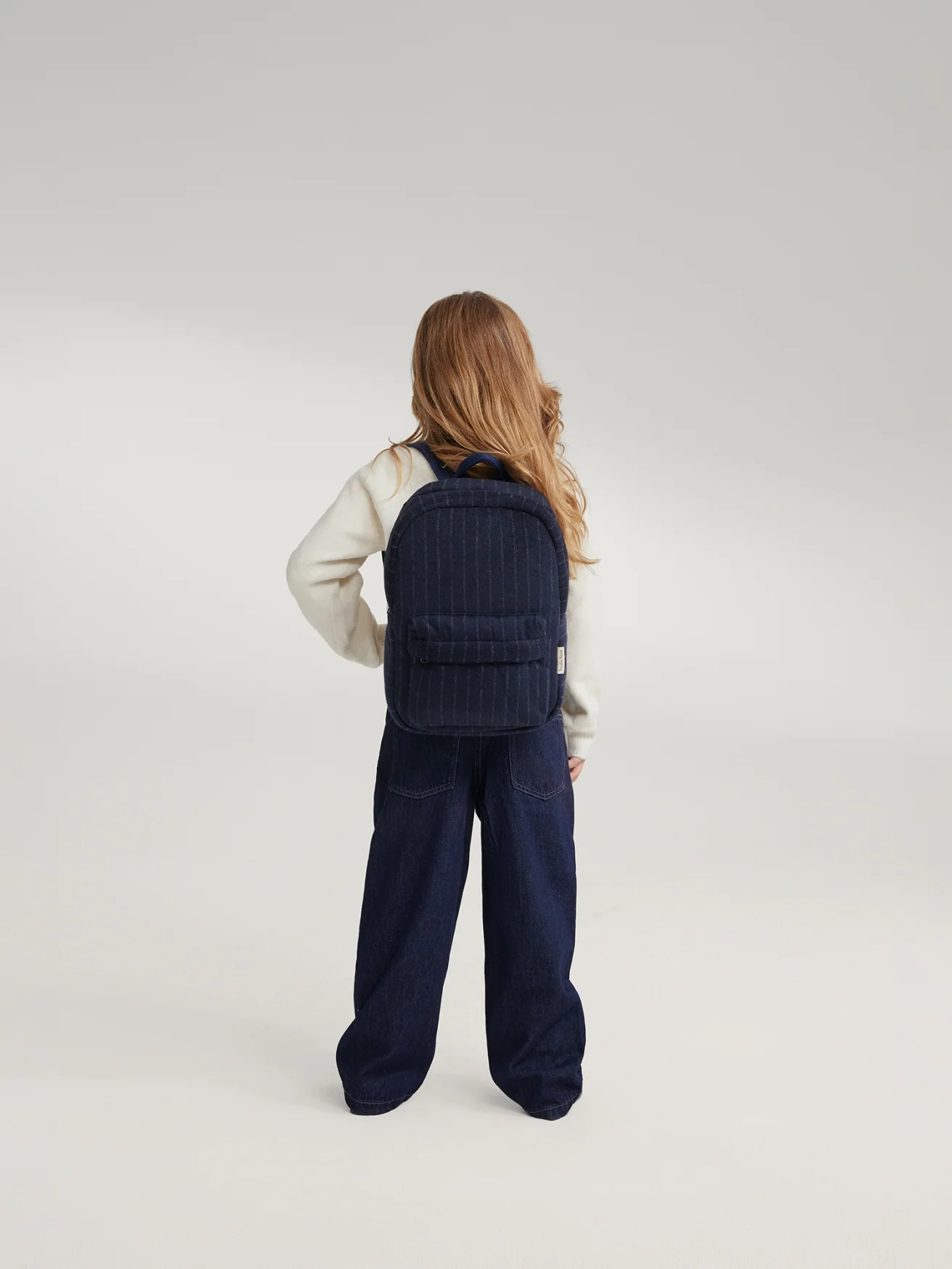 Flannel Chalkstripe Midi Backpack | Dark Blue