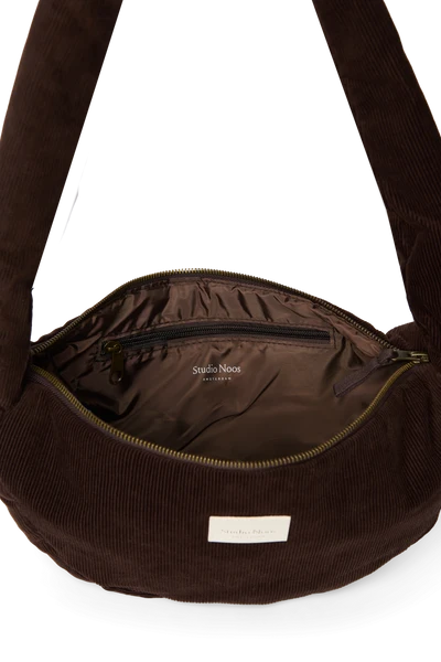 Rib Puffy Mini Cross Body Bag | Dark Brown