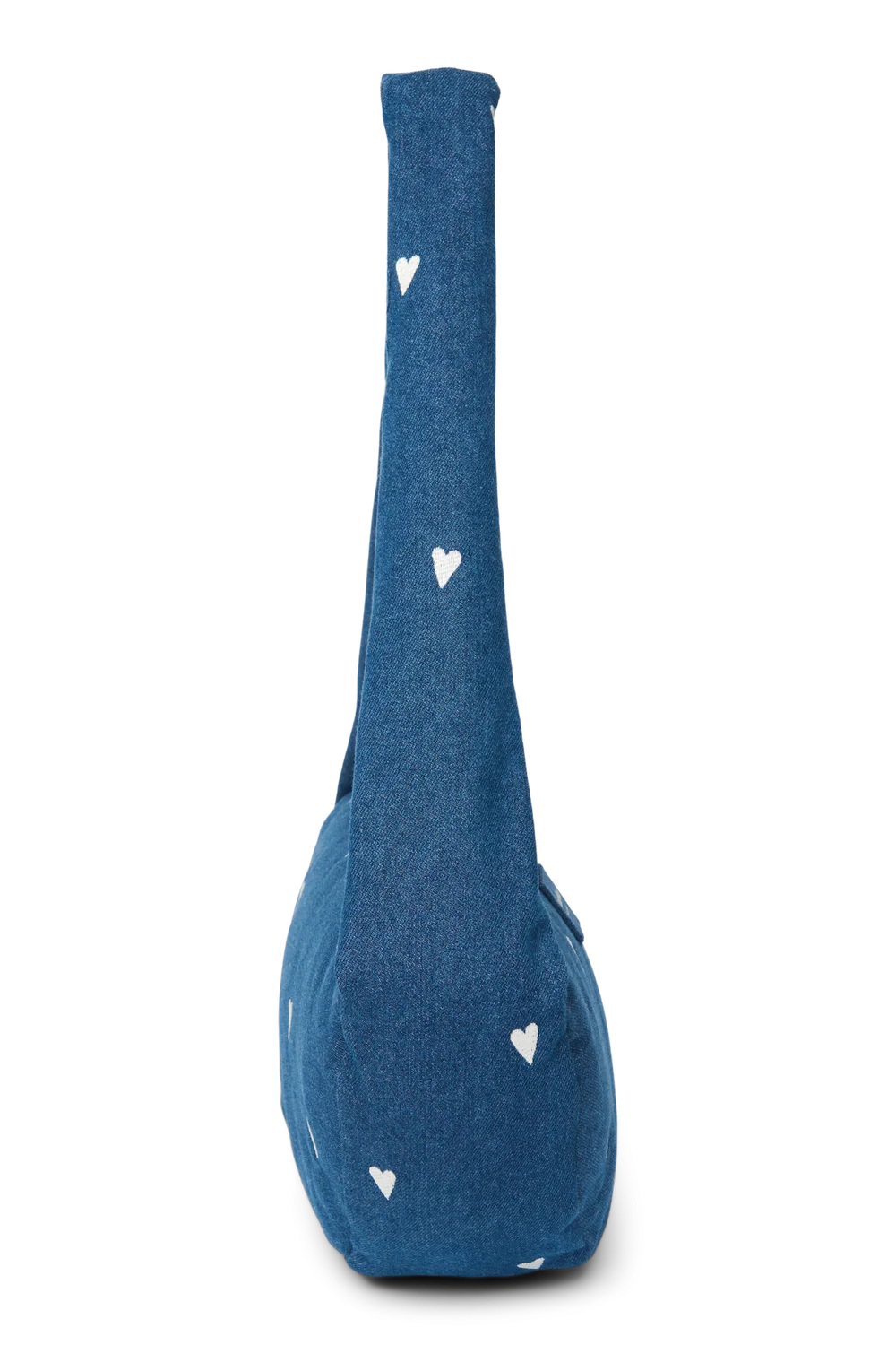 Denim Mini Cross Body Bag | Dark Blue White Hearts