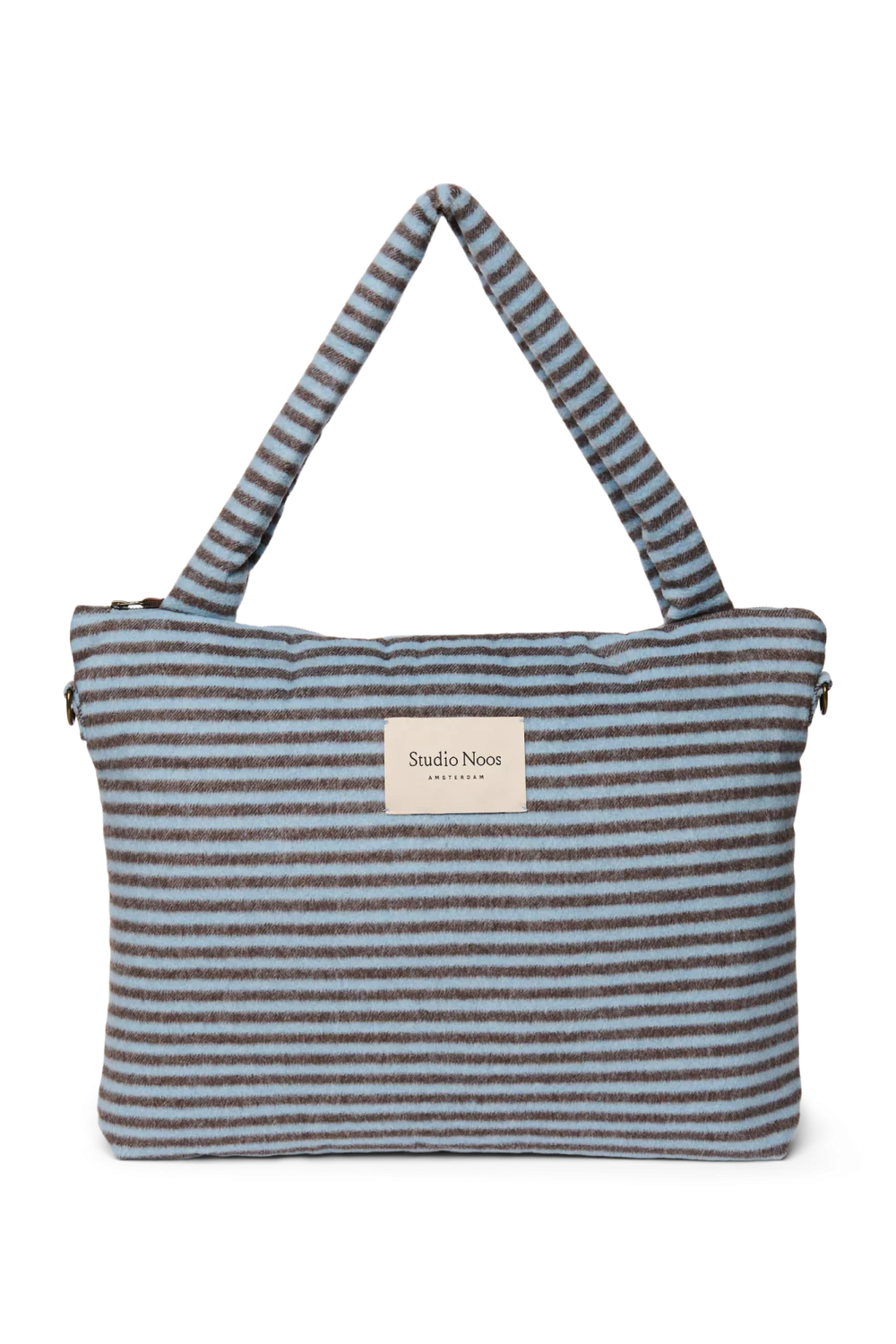 Stripy Wool Diaper Bag | Light Blue / Brown