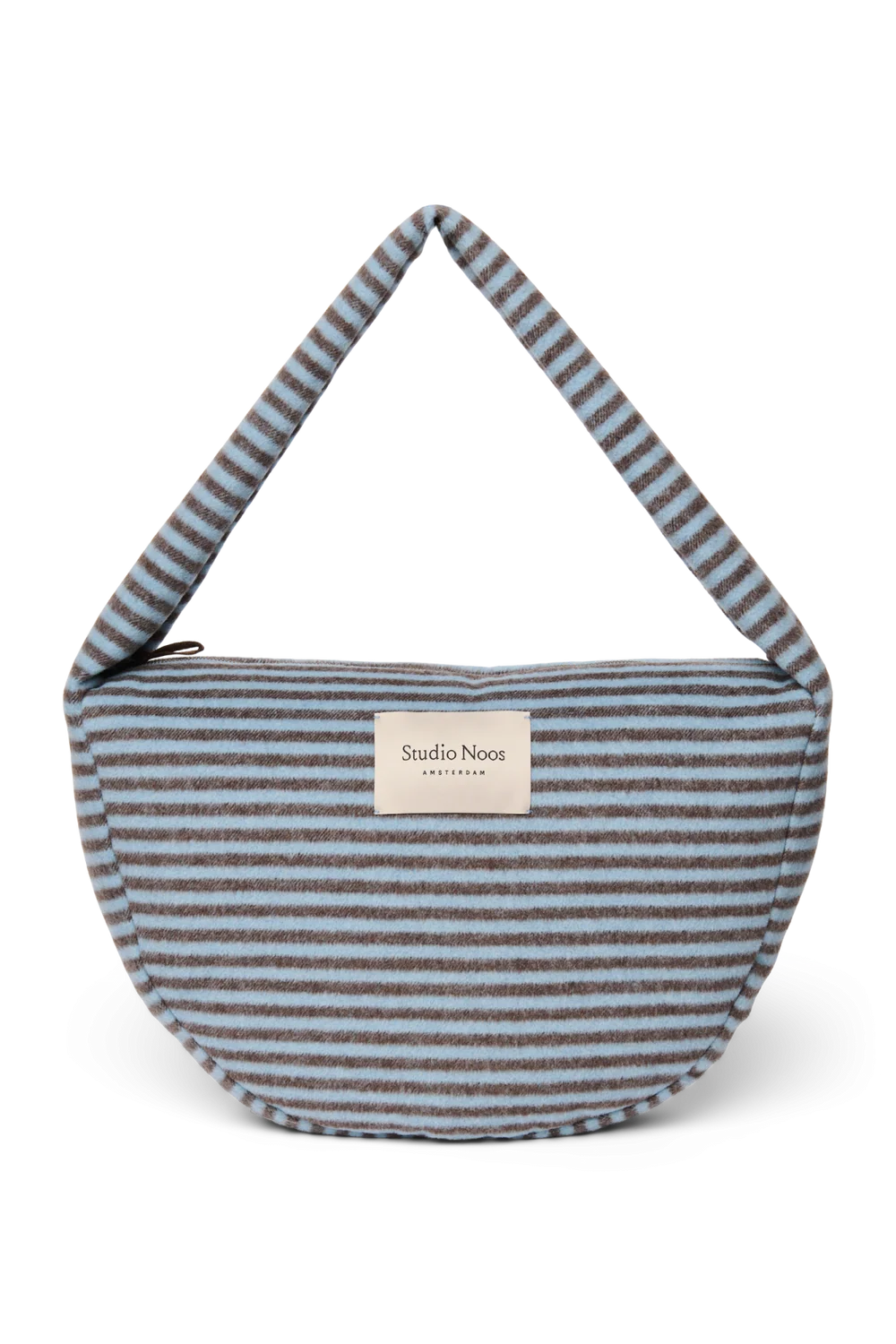 Stripy Wool Cross Body Bag | Light Blue / Brown