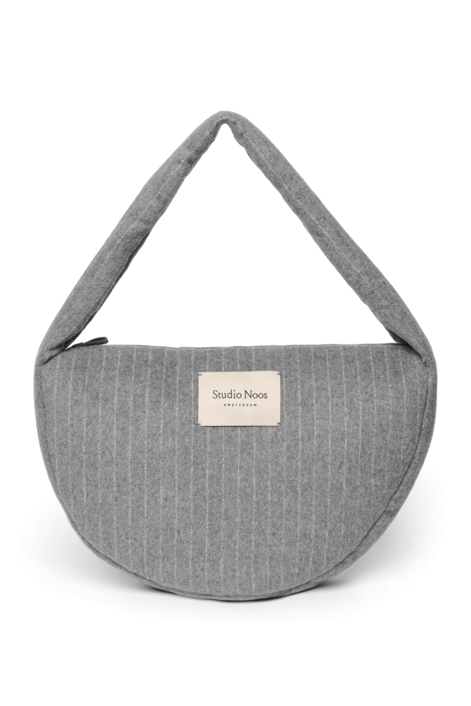 Flannel Chalkstripe Cross Body Bag | Light Grey