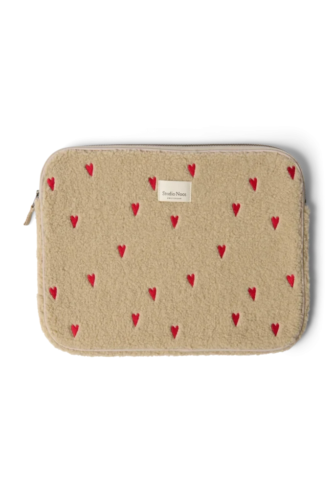 Teddy Laptop Sleeve 15 Inch | Ecru Hearts