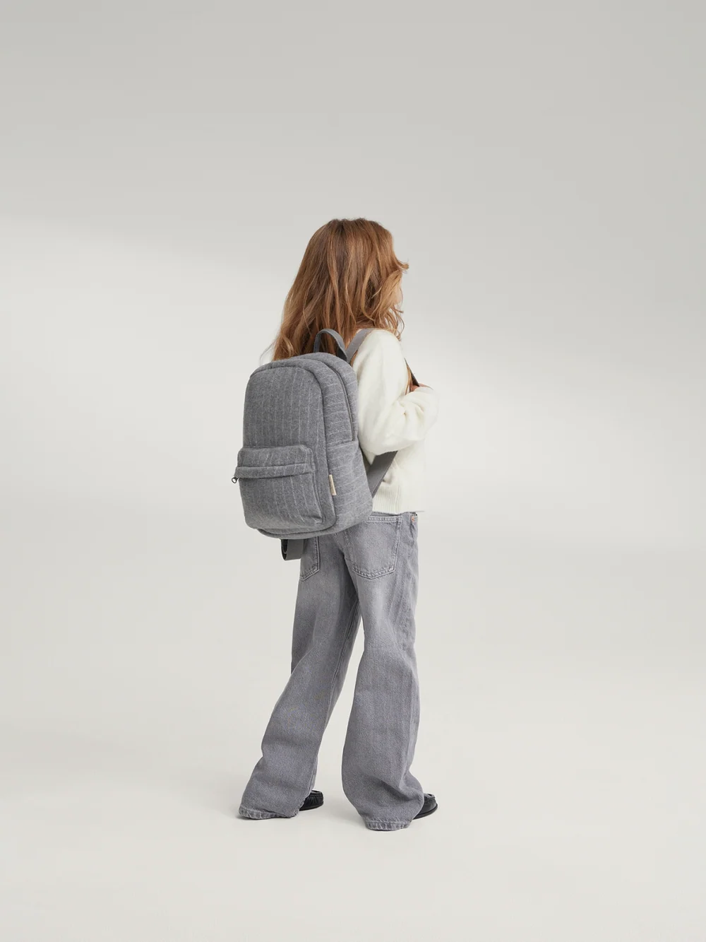 Flannel Chalkstripe Midi Backpack | Light Grey