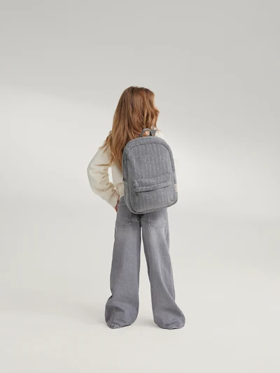 Flannel Chalkstripe Midi Backpack | Light Grey