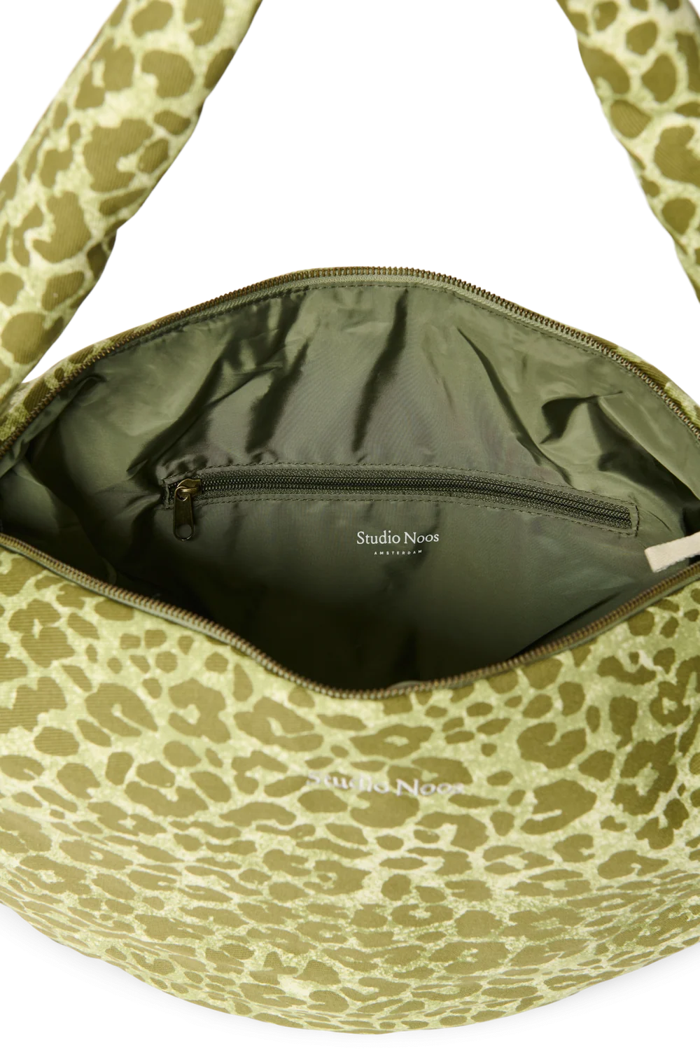 Cotton Cross Body Bag | Green Leopard