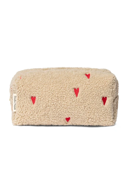 Teddy Pouch | Ecru Hearts