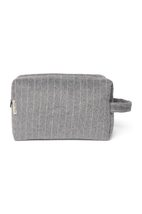 Flannel Chalkstripe Toiletry Bag | Light Grey