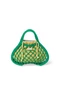 Blue-Yellow Reversible Insert | Green Macram&eacute; Mini Handbag with