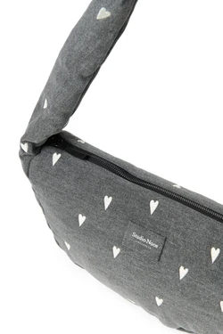 Denim Mini Cross Body Bag | Grey Hearts
