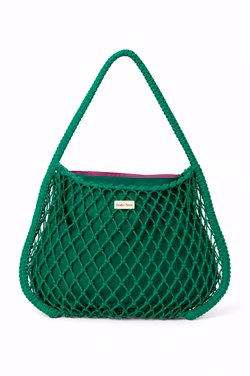 Purple-Green Reversible Insert | Green Macram&eacute; Mom Bag with