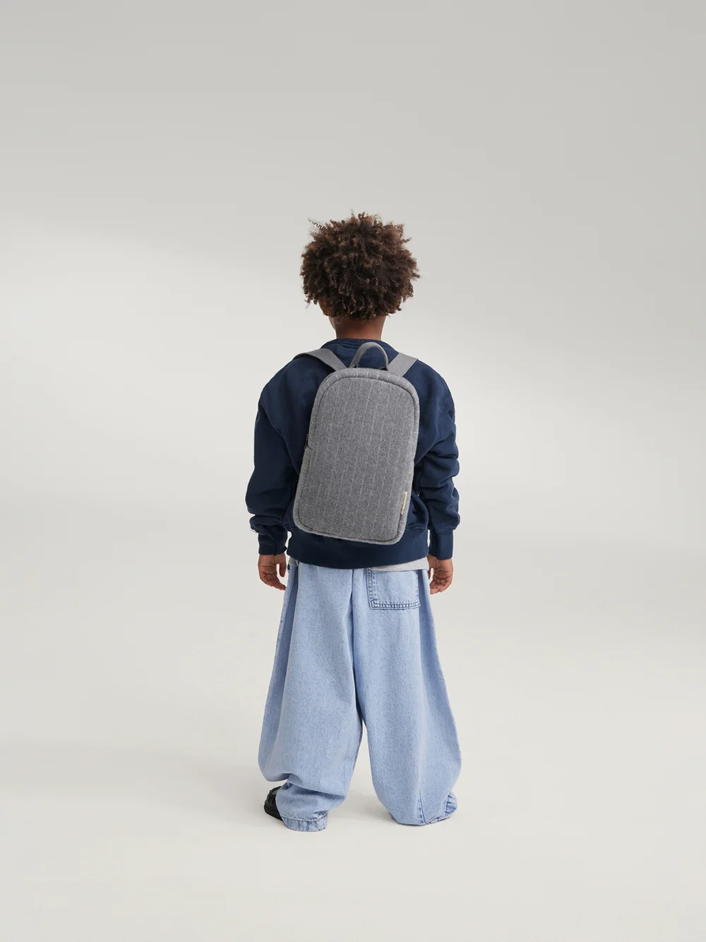 Flannel Chalkstripe Mini Backpack | Light Grey