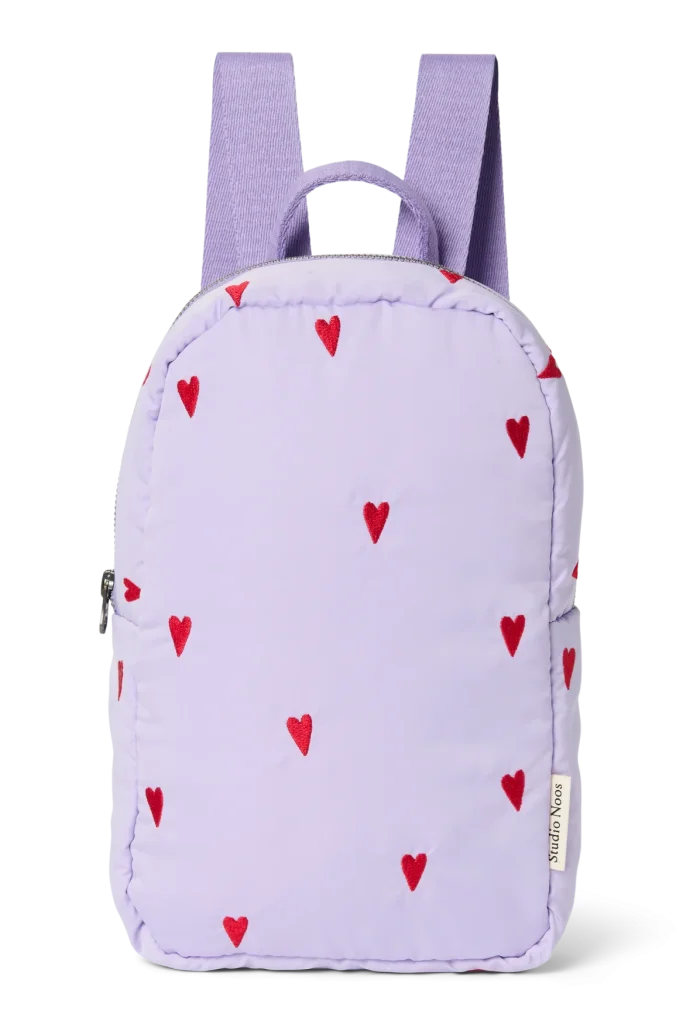 Puffy Mini Backpack | Purple Hearts