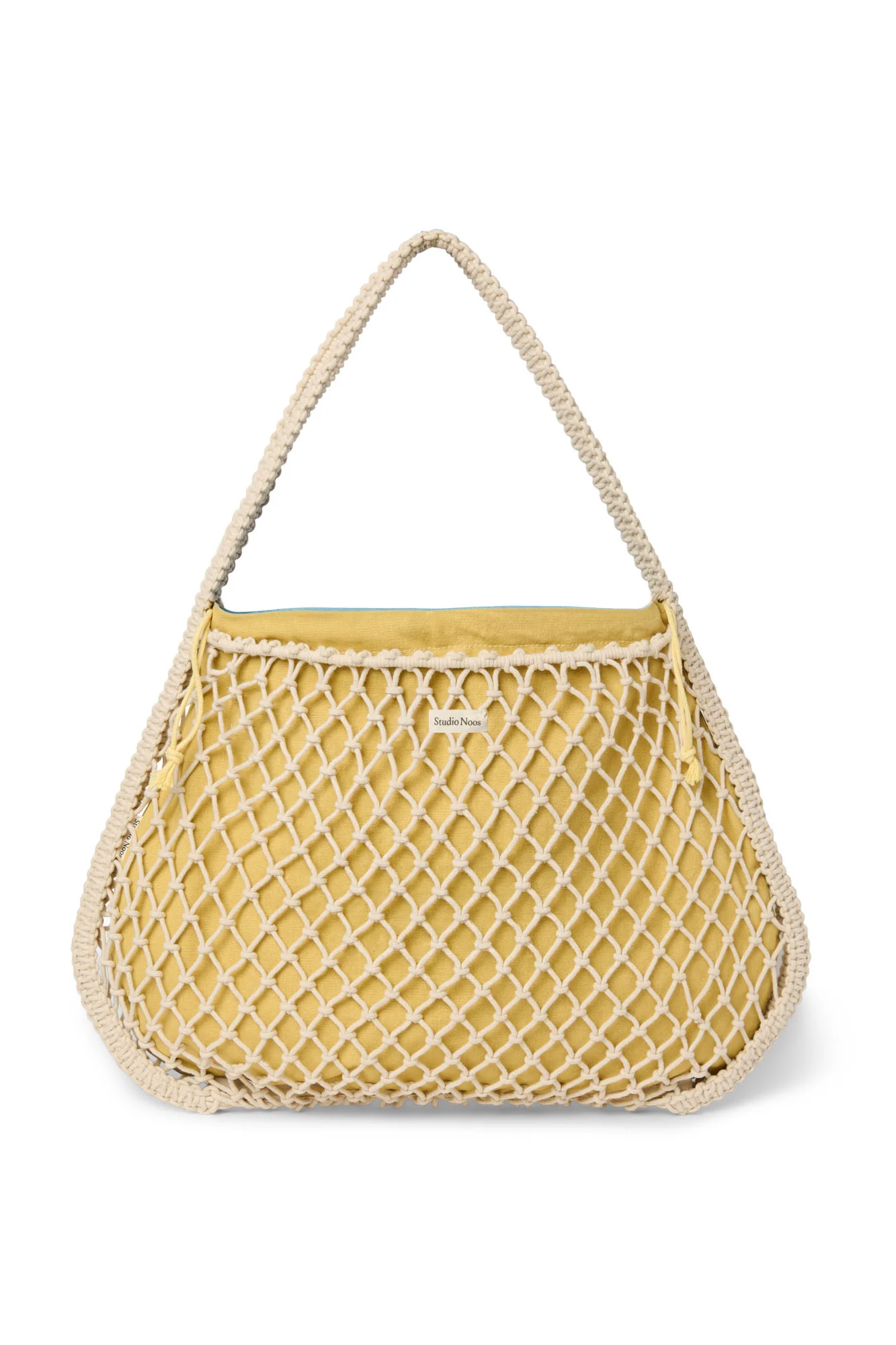 Blue-Yellow Reversible Insert | Natural Macram&eacute; Mom Bag with