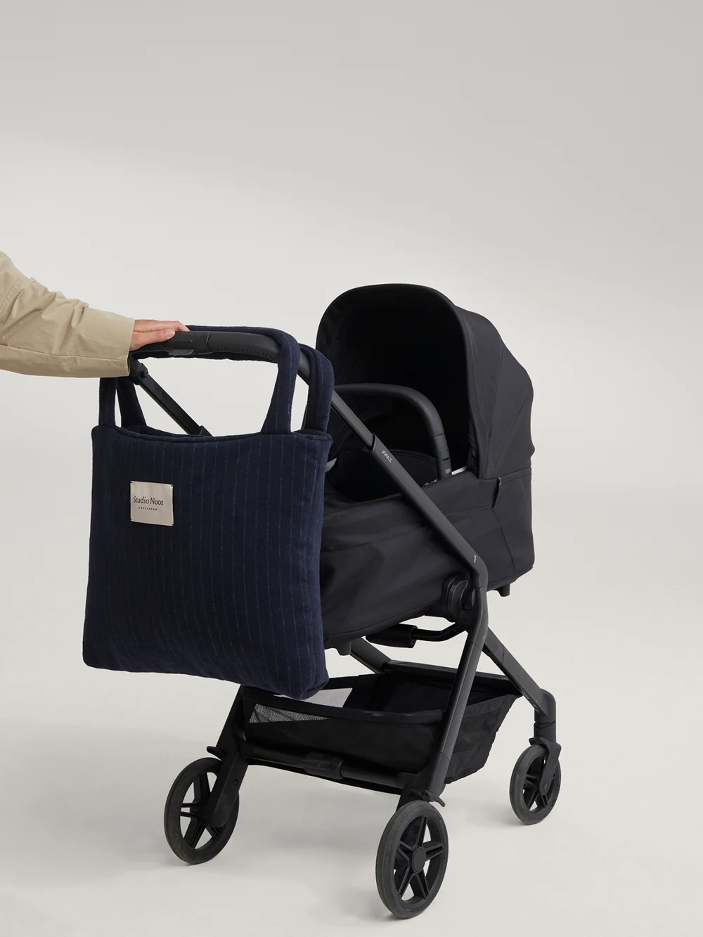 Flannel Chalkstripe Mom Bag | Dark Blue