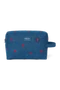 Denim Toiletry Bag | Dark Blue Red Hearts