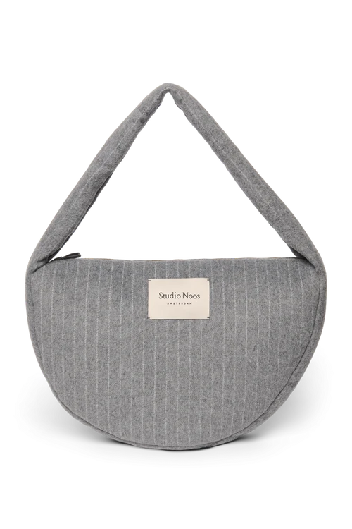 Flannel Chalkstripe Cross Body Bag | Light Grey