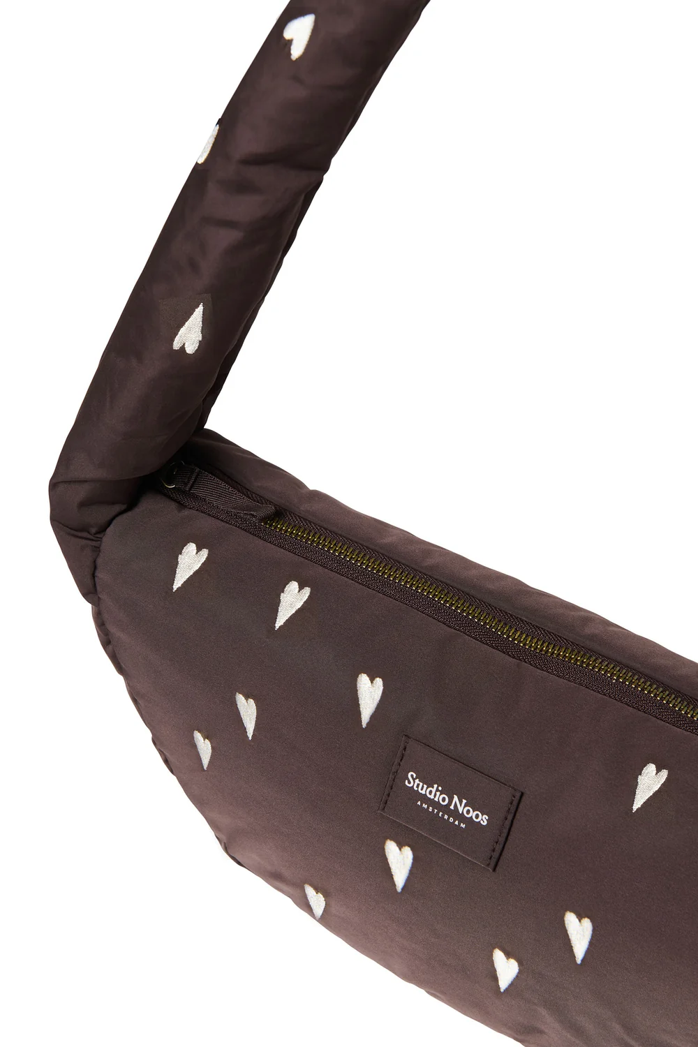 Puffy Mini Cross Body Bag | Brown Hearts
