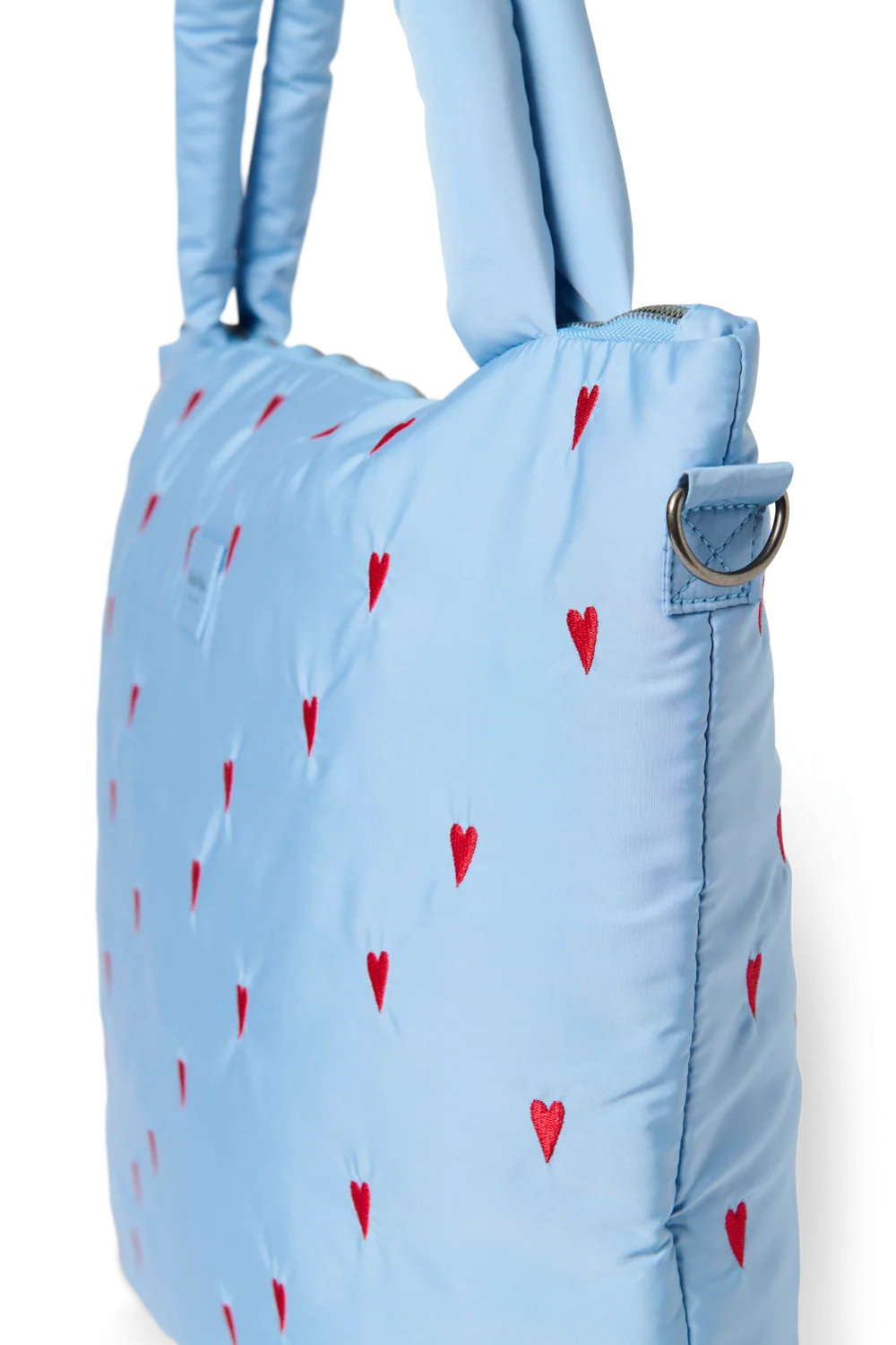 Puffy Diaper Bag | Light Blue Hearts