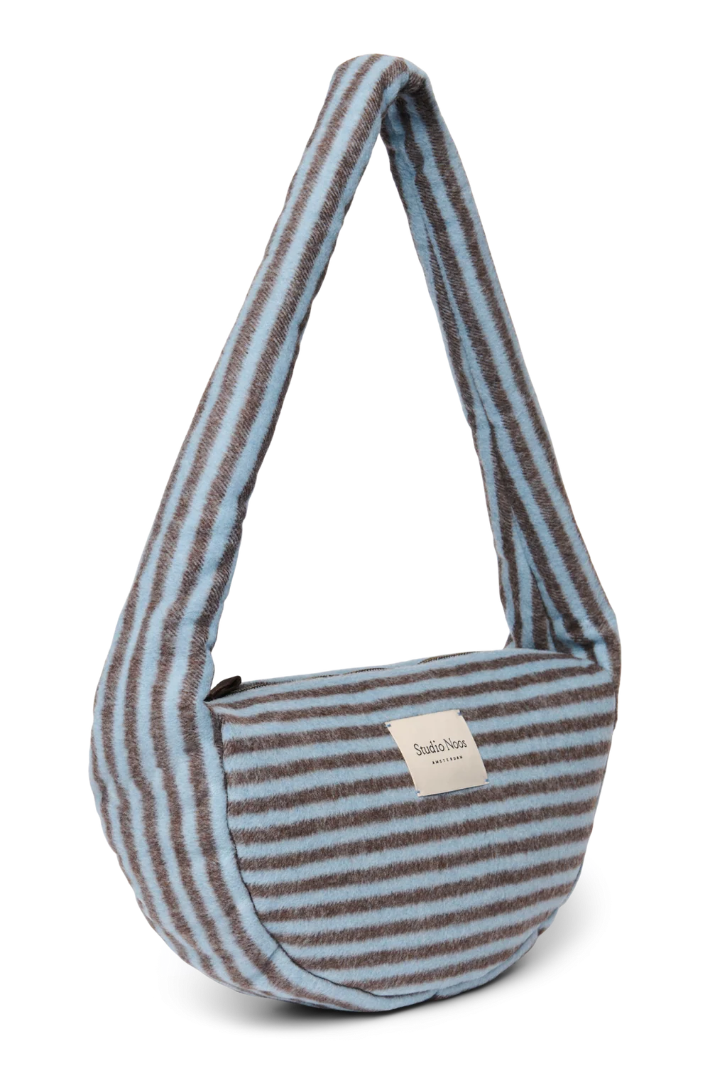 Stripy Wool Mini Cross Body Bag | Light Blue / Brown