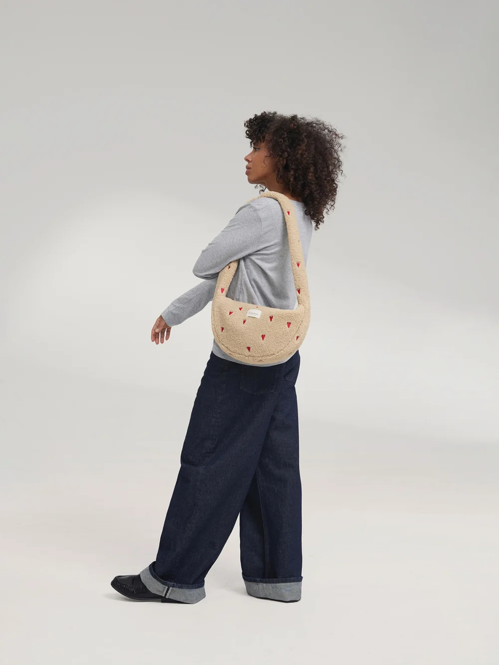 Teddy Mini Cross Body Bag | Ecru Hearts