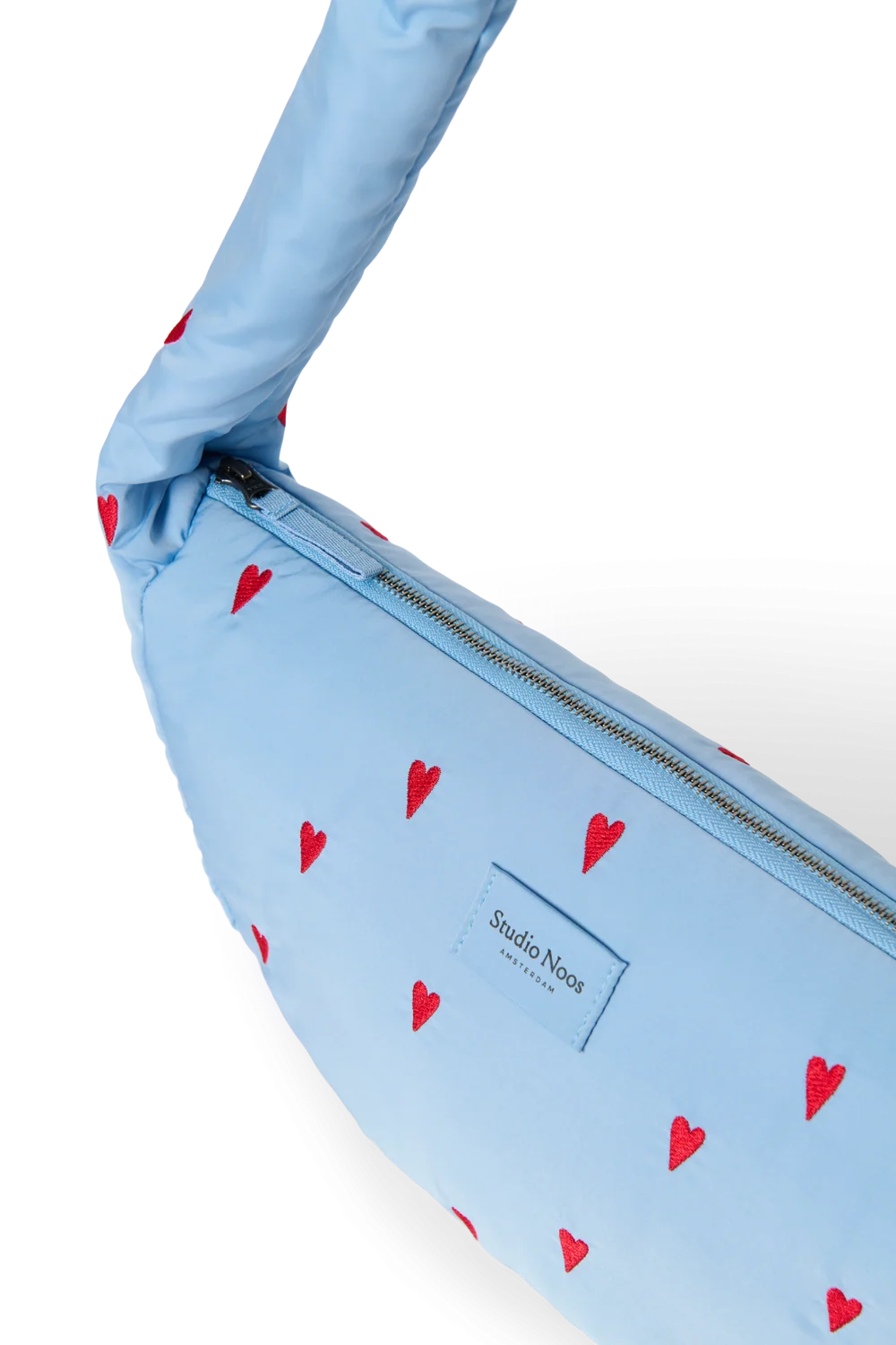 Puffy Mini Cross Body Bag | Light Blue Hearts
