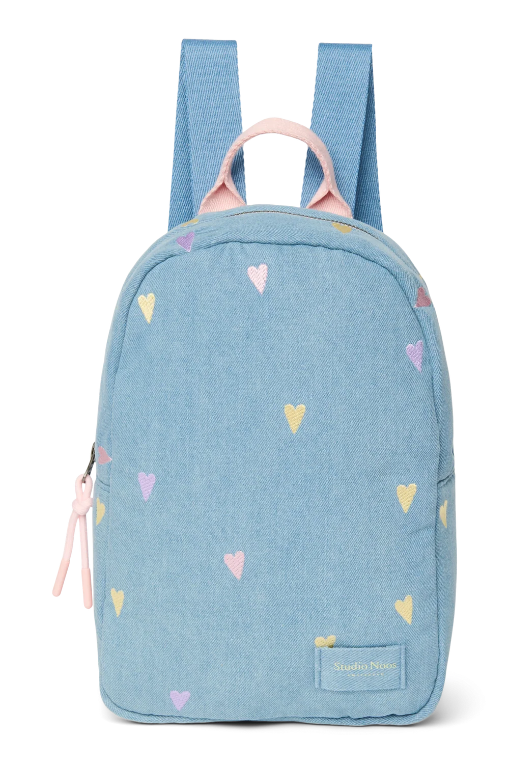 Denim Mini Backpack | Light Blue Hearts