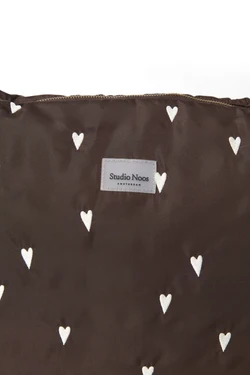 Puffy Diaper Bag | Brown Hearts